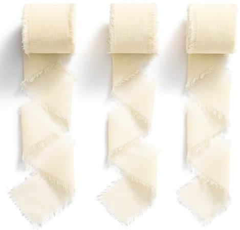 MORSUNBELA Schleifenband Champagner Chiffonband 3,8 cm x 19,2 m Geschenkband Hochzeit Stoffband Seidenband