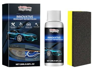 Scheinwerfer Aufbereitung Set Auto Scheinwerfer Polieren Flüssigkeit Autoscheinwerfer Politur Reparaturflüssigkeit Scheinwerfer Bedampfen Set für Reinigt und Poliert Vermattete und Vergilbte (20ml)
