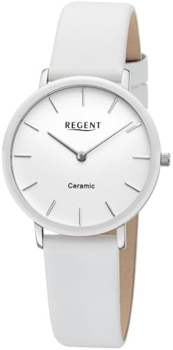 REGENT Damenuhr Edelstahl/Keramik Weiß Ø 34 mm BA-841