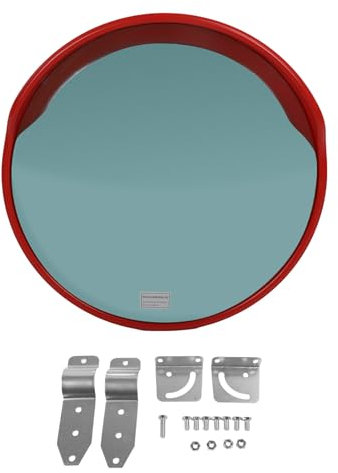 Gearwell 24-Zoll-Konvex-Sicherheitsspiegel, PC-Konvex-Verkehrsspiegel, Weitwinkel-gebogener Sicherheitsspiegel mit verstellbarer Montagehalterung für Einfahrten, Garagen (Outdoor Type)