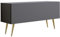 3E 3xE living.com Meuble TV : Une Porte, Une étagère, Couleur : Anthracite, Pieds dorés D : L : 100 cm, H : 52 cm, P : 32 cm