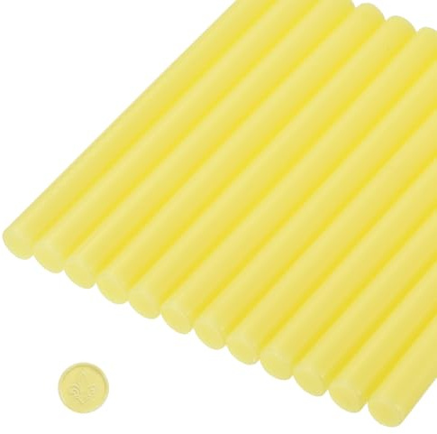 sourcing map 12 Pcs Yellow Cylinder Sealing Wax Stick Glue Gun Wax Seal Rod Craft Adhesive Waxing for Letter Seal Wax Stamp,Wedding Invitations, Packaging Decoration