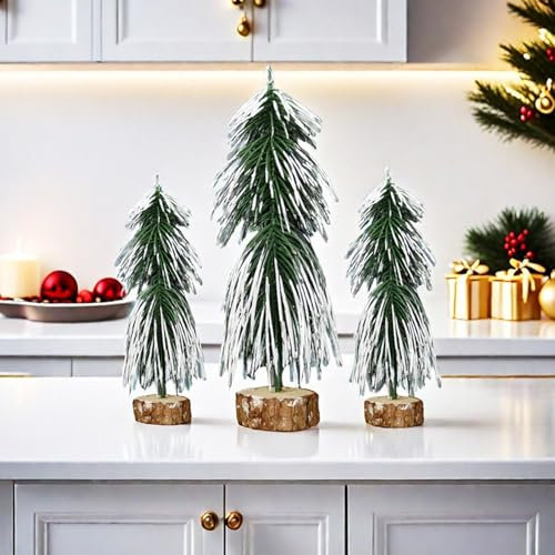 Decorazione natalizia Piccolo albero di Natale Mini albero di Natale Mini Pini Albero Bottiglia Spazzola Albero Finto Con Base in Legno Per Decorazione Da Tavolo per Festa di Natale Decorazione Della