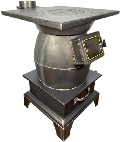Stufa A Legna Economica Ghisa, Forno A Legna, Stufa Legna Multi Combustibile, Fornello A Legna da Campeggio per Interno, Villa, Riscaldamento e Cucina(30x30x54cm)