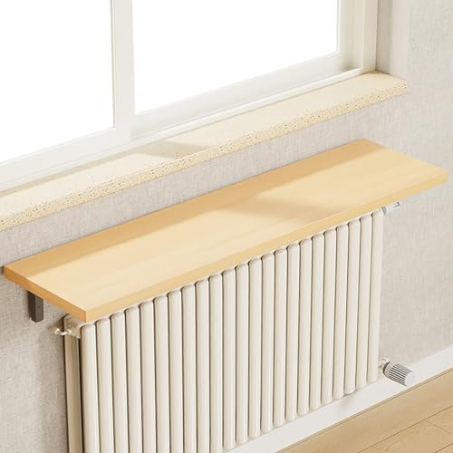 Radiator Shelf Over Wooden Radiator Top Shelf, 40 60 80 100 120 140 CM Rectangular Radiator Shelf Covers For Home, Deep Radiator Cover with Metal Brackets for Courtyard/ Entrance Hall(A,140x30cm/55.1x