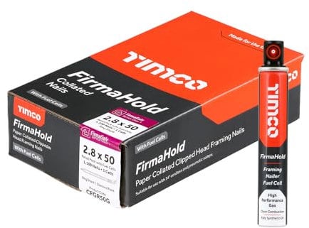 Firmahold Gun Nails with Gas Framing fit Paslode IM350 + 50mm 63mm 75mm 90mm (FirmaGalv - 3.1x90-1 Gas - 1100 pcs)