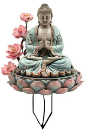 Fenteer Buddha-Gartenschild für den Außenbereich, Landschaftsornament, kreativ, Kunstdekoration, Gartenstecker, Acryl für Garten- und Außendekorationen