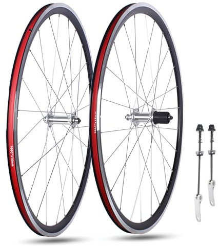 DHNCBGFZ 700C Rennrad Laufradsatz Aluminium Legierung Laufradsatz Felge V Bremse Vorne Hinten Laufradsatz Set 7-10 Geschwindigkeit Felgen Höhe 30mm Fahrrad Zubehör(Silver)