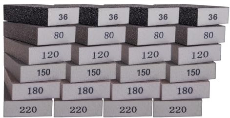 Sanding sponges 6 Grits(36-80-120-150-180-220),Sanding Blocks,Sand Paper Sandpaper for Walls,Wet and Dry Blocks Sandpaper,Flexible Sanding Block for Metal,Sandpaper for Wood,Sandpaper block-24pcs