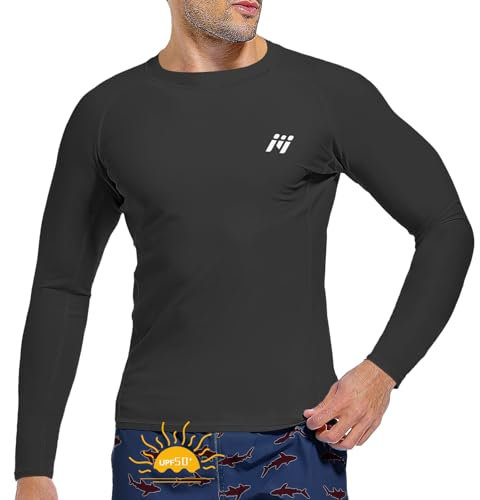 MEETWEE Herren Rash Guard Rash Vest Männer Langarm/Kurzarm UV Schutz T-Shirt Tops UPF 50+ Schnelltrocknend für Schwimmen Surfen Wassersport
