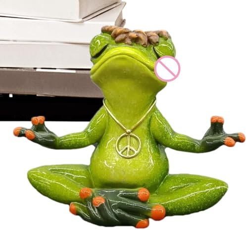 Frog Shelf Decor, Resin Frog Decor for Garden, Frog Yoga Pose Statue, Desktop Zen Frog Sculpture, Frog Window Decor, Frog Figurine for Hall, Resin Frog Statue for Decor, Garden Yoga Frog Sculpture