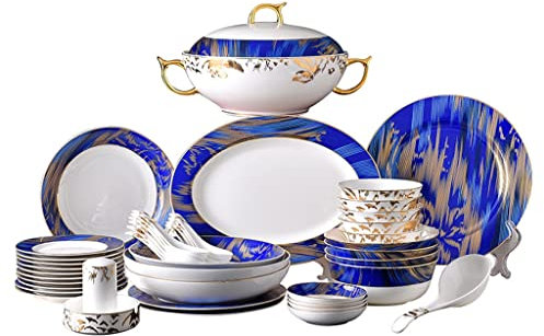 QUSYZD Juego de vajilla Vintage de Porcelana China de 52 Piezas, Cuenco, Palillos, Plato y vajilla para el hogar