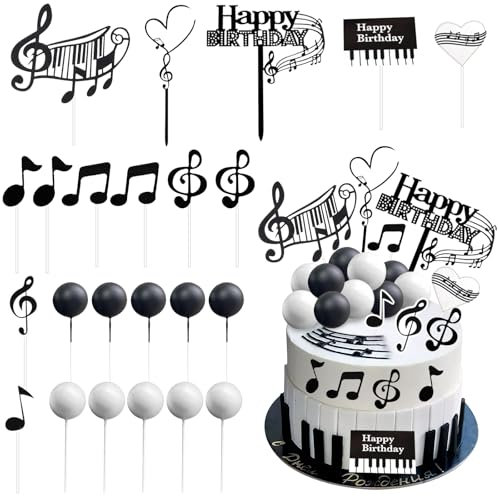Decorazioni Per Torta Musicale, Simboli Musicali Note Cake Toppers, Decorazioni Torta Compleanno da Chitarre, Note Musicali Cupcake Toppers, Musica a Tema Festa di Cake Topper (Colore A)