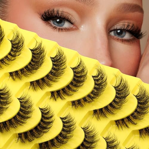 10 Paires de Faux Cils Naturels Effet 3D Russes Rayures de Cils Reutilisable Cat Eye Faux Cils Extension de Cils Professionnel False Eyelashes Style F17
