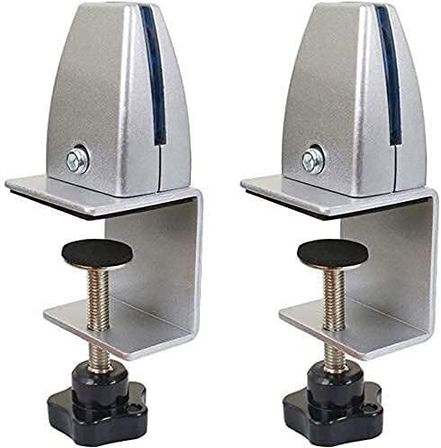 HEYDGBBZ Desk Partition Clips, 2 Pcs Screen Partition Clip Desktop Partition Clip Sneeze Guard Screen Stand Desk Privacy Screen Clamps for Office Library Glass Or Acrylic(Silver)