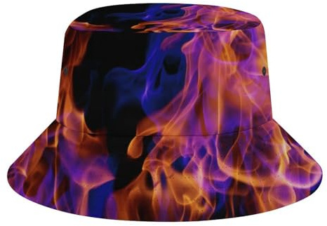 Eimer Hut Farbe Feuer Flammen Komfortables Mütze Uv-Schutz Fischerhüte Für Angeln Camping Surfen