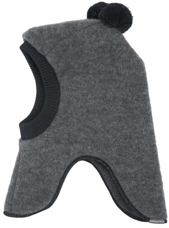 maximo GOTS MINI-Schlupfmütze Wollfleece, Pompons, Jerseyfutter