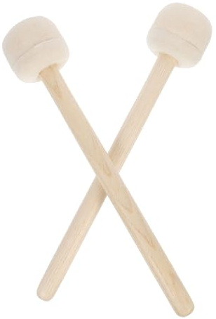 Großer Stück und Filzkopf mit 2, Holzgriff Trommelhammer | Wollfilz und Holz, Glatter Griff und Fester Halt, Beige Farbe, für Timpani und Große Trommel
