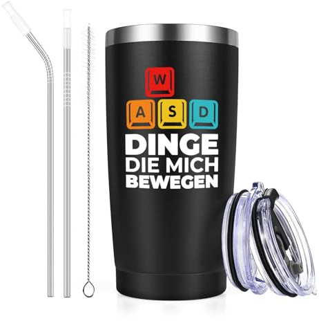 Livole Gamer Geschenk, Lustige Geschenke für Zocker, Nerd, Jungs, Junge, Männer, Gamer Tasse, Dinge die mich bewegen, Zocker Weihnachtsgeschenke Mann, Fun-Socken, 600ml Thermobecher Kaffee to go