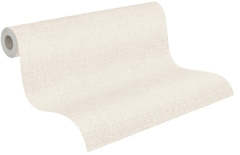 Livingwalls CosmoLiving Textured Non-Woven Wallpaper in White, Cream, Brown – 10,05 x 0,53 m Solid Colour Wallpaper by Cosmopolitan – 790664