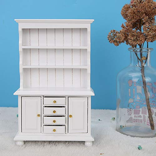 aqxreight 12 Puppenhaus-Zubehör, Hölzerner Dreischichtiger Schrank, Simulationsmöbel, Haus 3 und Puppenhaus-Zubehör, Mini-Schrank, Display (White)