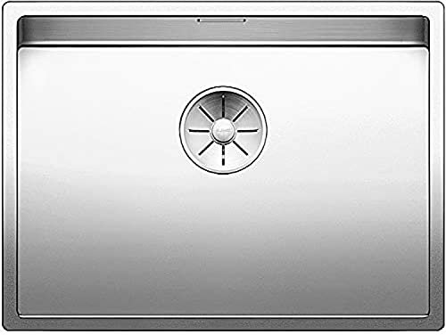 BLANCO CLARON 550-IF | Edelstahl Spüle | Einbauart: Einbau von Oben & Flächenbündig | für 60 cm breite Unterschränke | Widerstandsfähig gegenüber Kratzern | Großes Beckenvolumen | [59x44x19,9 cm]