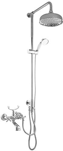 PaulGurkes 3-Wege Duschsystem Aufputz Nostalgie Retro für Badewannen Dusche Set Duschsystem mit Regendusche
