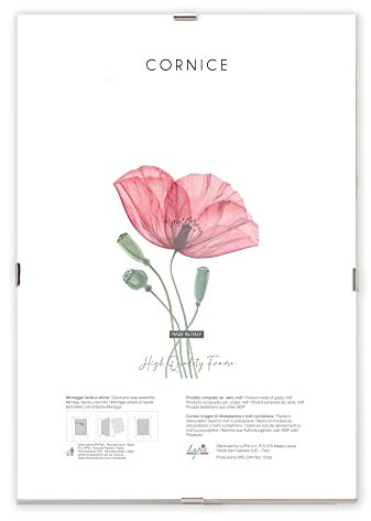 Lupia - Cornice a Giorno APPLY con Pannello Frontale Crilex in Acrilico, Made in Italy, Trasparente, per foto, documenti, pergamene, diplomi, stampe artistiche, poster, quadri moderni A4