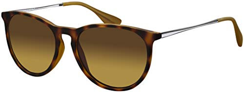 Sonnenbrille La Optica UV 400 Schutz Unisex Damen Herren Vintage Rund Round - Horn Havana Gummiert (Gläser: Braun)