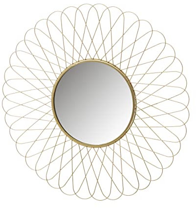LOLAhome Espejo Flor Dorado de Metal de Ø 56 cm