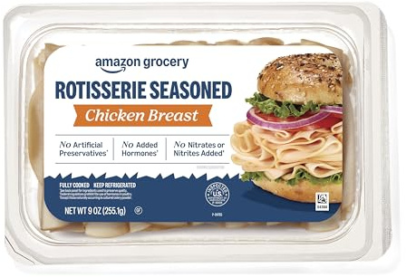 Amazon Grocery, Sliced Rotisserie Seasoned Chicken Breast, 9 Oz