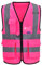 A-SAFETY Pinke Warnweste, reflektierende Sicherheitsweste, Arbeitskleidung, 7 Taschen, hohe Sichtbarkeit, strapazierfähige Weste mit reflektierenden Bändern, 4 untere Taschen, Größe 3XL