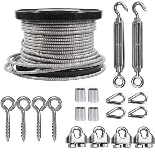 TooTaci Drahtseil 5mm, M6 Seilspanner Edelstahl Set, 30M/ 5mm Rankhilfe Drahtseil PVC-ummantelt Edelstahl, Stahlseil mit ösen, Spanndraht Seilspanngarnitur für Gardinen seil, Hängen