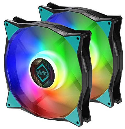 Iceberg Thermal IceGALE Addressable RGB 140mm PWM Dual Ball Bearing ARGB Case Fan ((2-Pack) Black)