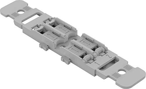 WAGO Befestigungsadapter 221-2502 | Befestigungs-Adapter mit Zugentlastung der Serie 221, 2-fach für Durchgangsverbinder mit Hebel, 5 Stück, für Schraubbefestigung, grau