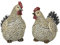 Posiwio Dekoset Deko-Hahn und Deko-Huhn, Polystone weiß-schwarz, Handbemalt, 2-er Set, Landhausstil, Haus und Garten