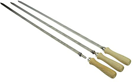 Edelstahl-Grill-Spieße Steckerlfisch Fischsteckerl Fleischspieße Spieß 3mm GESCHRAUBTER GRIFF (2)