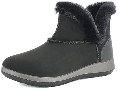 inblu | Pantoscarpe Stivaletti Donna Con Ecopelliccia, Plantare Estraibile Imbottito, Colore Nero, 37
