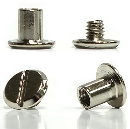 10 Stück Gürtelschrauben 6mm Füllhöhe in Premiumqualität, Buchschrauben Chicagoschrauben Schrauben für Leder und sonstige Verbindungen, Farbe silber