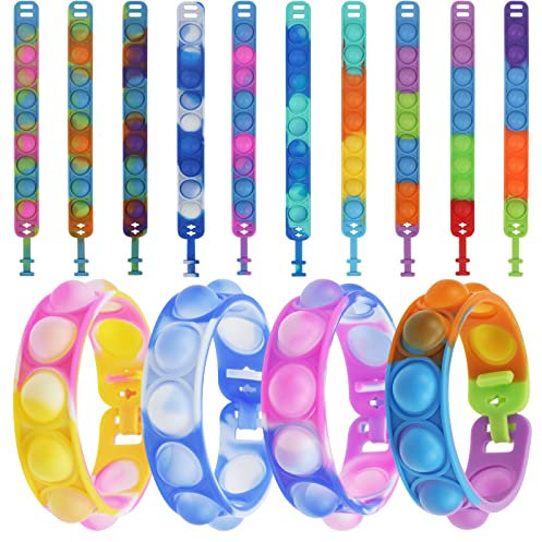 10 Stück Popit Armband Set, Bubble Fidget Armband Spielzeug, Zappelspielzeug Armbänder, Für Kinder Erwachsene