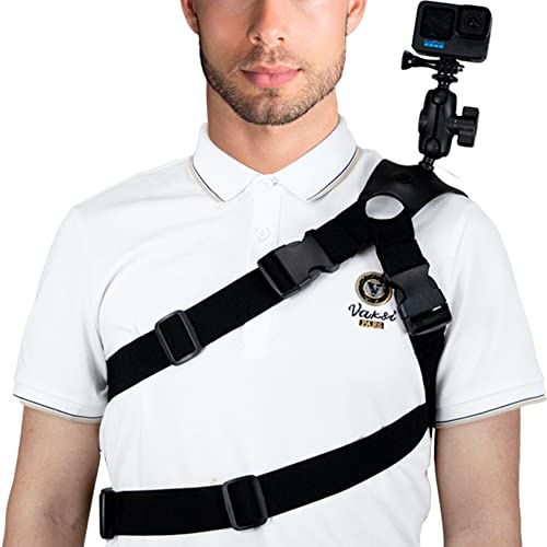 Shoulder Strap Mount for GoPro Camera Waist Strap with 360° Rotating Ball Head 1/4” Thread Compatible with Hero 10/9/8/7/6/5, DJI Osmo Action, Insta 360 Action Cameras