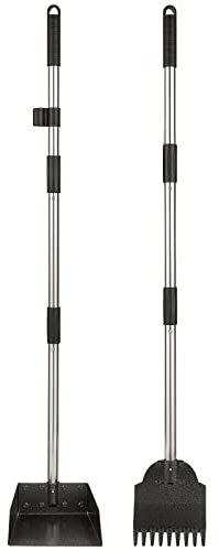 Yangbaga XL Dog Pooper Scooper, Adjustable Handle Bin with Rake Waste Removal Scoop - Upgraded Pet Poop Tray and Rake Set for Large Medium Small Dog…