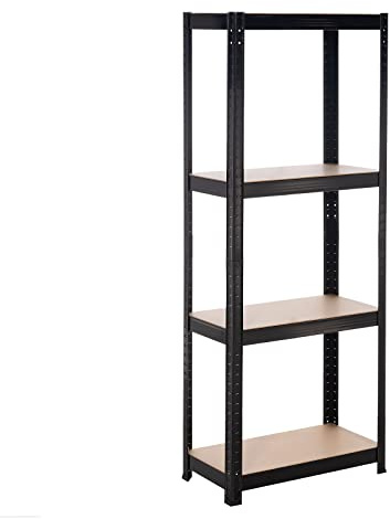 Catter House CATTERHOUSE Hans Plus Kit Metallregal 60 x 30 x 148 cm Lagerregal Schwarz mit 4 verstellbaren Einlegeböden, belastbar bis 240 kg