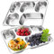 AIYoo Stainless Steel Rectangular Plate, Set for 2 Dinner Plates,5 Compartment Large Divided Plate for Camping,Events,Party and Kitchen Use,Unbreakable Divided Portion Plates for Adult Daily Use