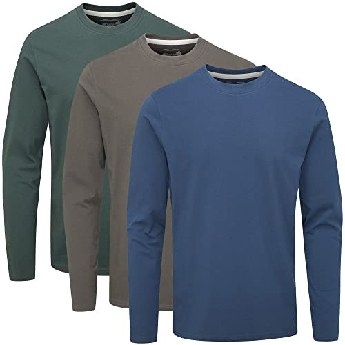 Charles Wilson 3 Pack Long Sleeved Plain Crew Neck T-Shirt (XL, Dark Essentials 31 (0822))