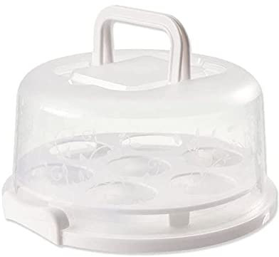 Tartas Redondo Recipiente, Recipiente para Tartas, Caja de Pastel Portátil, Porta Tartas Redondo con Tapa, Porta Tartas Redondo con Tapa Asa de Transporte, para Transportar Pasteles, Postres
