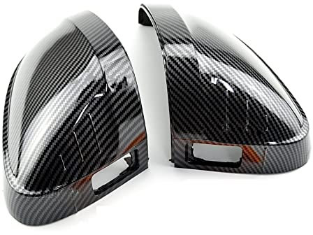 Spiegelkappen Für Audi A4 B9 A5 2017 2018 2019 Paar Carbon Black Und Bright Black Rückspiegelgehäuse Seitenspiegelgehäuse Seitenspiegelkappe (Farbe : with Side Assist 1)