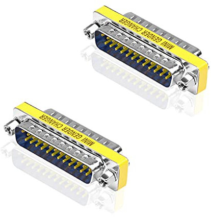 iYueMps Adaptateur DB25 mâle vers mâle, changeur de Genre RS232 D-SUB 25 pin connecteurs pour Transfert de données -2pcs