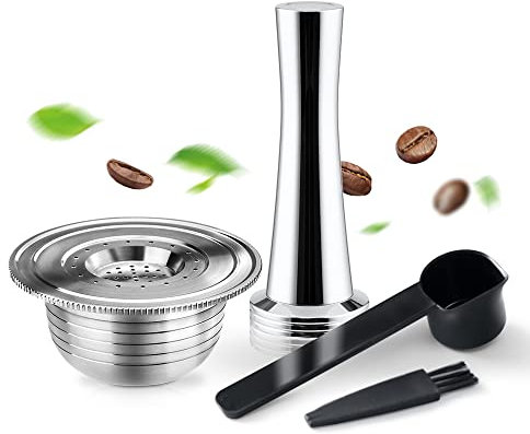 HAILASRE Cialda di caffè riutilizzabile in acciaio inox per Bialetti, Premium Espresso Capsule di ricaricabili per macchine da caffè, 1 capsula di in metallo+1 tamper di caffè