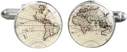 Modische Manschettenknöpfe mit Karte aus der alten Welt, für Damen und Herren, Vintage-Accessoires, Manschettenknöpfe, Großhandel